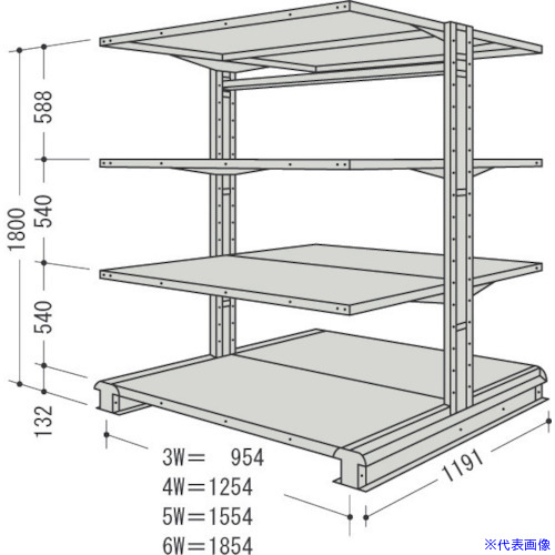 ■NF キャンチラック複式1連W1554D1191H1800F4 CR65LW4(1360282)[送料別途お見積り][法人限定][外直送]｜セミプロＤＩＹ店ファースト