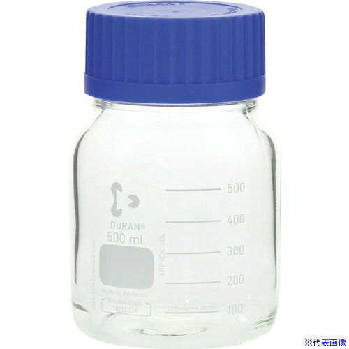 ■SIBATA 耐熱ねじ口びん 広口 青キャップ付 500mL 017250500A(1361558)&times;10[送料別途お見積り][法人限定][掲外取寄]｜セミプロＤＩＹ店ファースト