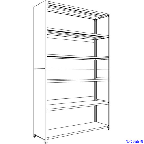 ■NF 背板・側板付軽量物品棚W1500D450H2400F6 LA85S26(1363403)[送料別途お見積り][法人限定][外直送]