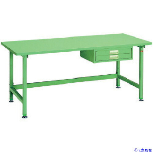 ■OS 中量作業台 スチール天板 間口1800×奥行750×高さ750mm 引出し付き NBS1875(1364235)[法人限定][外直送元]