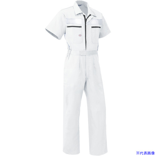 ■AUTO－BI SS(春夏)モデル 半袖つなぎ服1035－009ホワイト－L 1035009L(1367884)[送料別途お見積り][法人限定][掲外取寄]