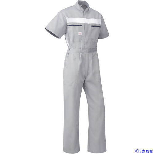 ■AUTO－BI SS(春夏)モデル 半袖つなぎ服1050－007グレー－S 1050007S(1367984)[送料別途お見積り][法人限定][掲外取寄]