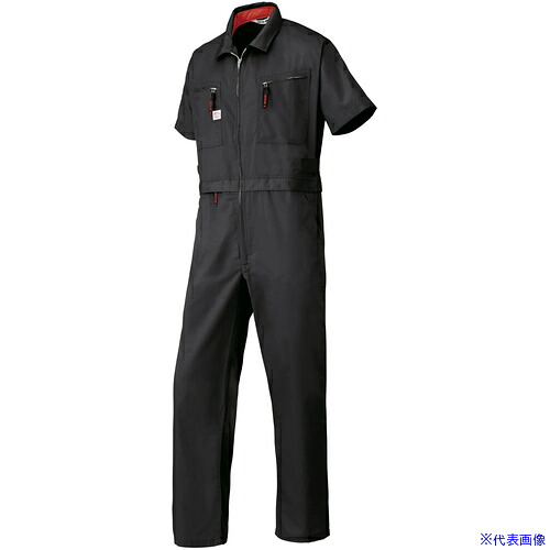 ■AUTO&minus;BI SS(春夏)モデル 腰割れ式半袖つなぎ服6901&minus;006ブラック&minus;5L 69010065L(1369341)[送料別途お見積り][法人限定][掲外取寄]｜セミプロＤＩＹ店ファースト
