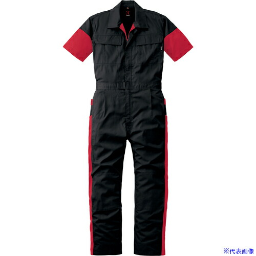 ■カンサイ SS(春夏)モデル 半袖つなぎ服257－006ブラック－3L 2570063L(1369403)[送料別途お見積り][法人限定][掲外取寄]