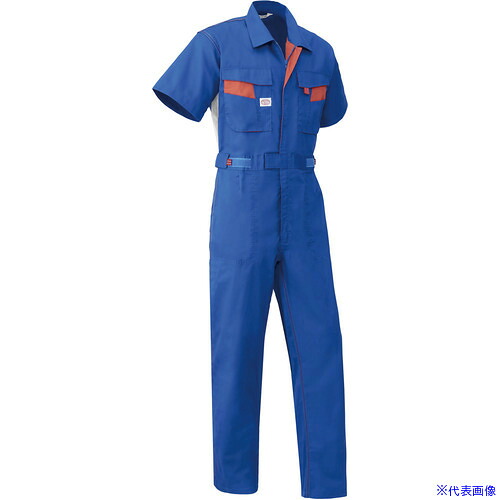■AUTO－BI SS(春夏)モデル 半袖つなぎ服8301－002マリンブルー－3L 83010023L(1369841)[送料別途お見積り][法人限定][掲外取寄]
