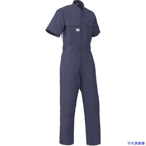 ■AUTO－BI SS(春夏)モデル 半袖つなぎ服3751－001ネイビーブルー－L 3751001L(1371347)[送料別途お見積り][法人限定][掲外取寄]