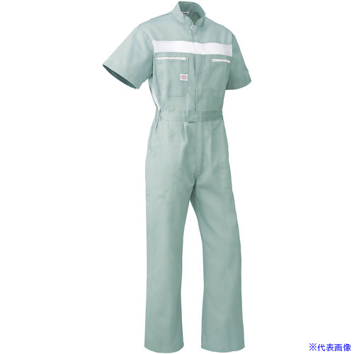 ■AUTO－BI SS(春夏)モデル 半袖つなぎ服1050－102アースグリーン－L 1050102L(1371364)[送料別途お見積り][法人限定][掲外取寄]