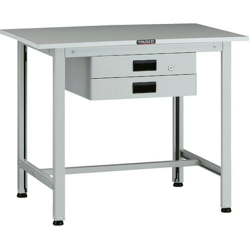 ■TRUSCO 軽荷重作業台(200kg)AO型 900X600XH740 薄型2段引出付 ホワイト色 AOR0960UDK2(1371701)[法人限定][直送元]