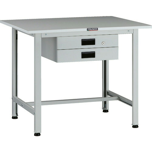 ■TRUSCO 軽荷重作業台(200kg)AO型 900X750XH740 薄型2段引出付 ホワイト色 AOR0975UDK2(1371702)[法人限定][直送元]