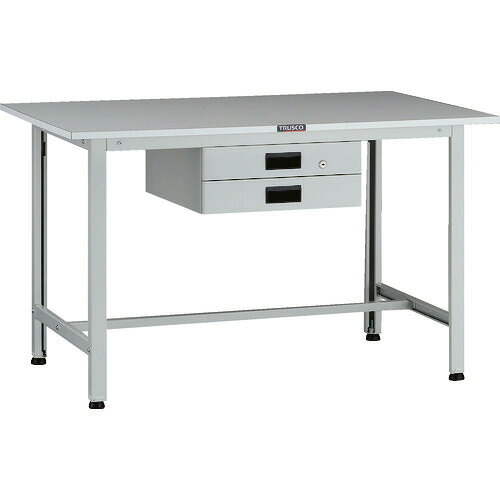 ■TRUSCO 軽荷重作業台(200kg)AO型 1200X600XH740 薄型2段引出付 ホワイト色 AOR1260UDK2(1371703)[法人限定][直送元]