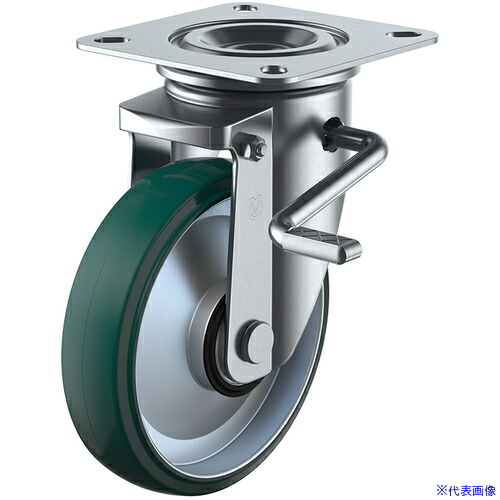 ■ユーエイ プレート式 自在 キャスター ウレタン 車輪径150mm ストッパー付き PMタイプ PMS－LB型(E46)(R) 取付寸法94×94(87×87) PMS150UWBLBRINJE46(1487579)
