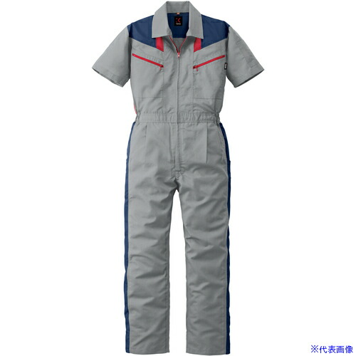■AUTO－BI SS(春夏)モデル カンサイ半袖つなぎ服253－008シルバーグレー－3L 2530083L(1618980)[送料別途お見積り][法人限定][掲外取寄]
