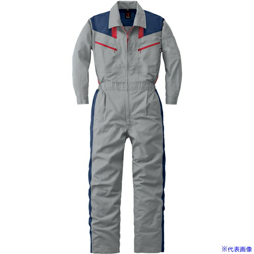 ■カンサイ SS(春夏)モデル つなぎ服254－008シルバーグレー－L 254008L(1622195)[送料別途お見積り][法人限定][掲外取寄]