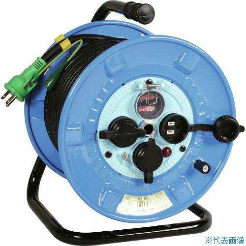 ■NICHIDO 電工ドラム 屋外型 リペアポッキンドラム 過負荷漏電保護兼用ブレーカ付 30m NPWEK33RE(1623621)