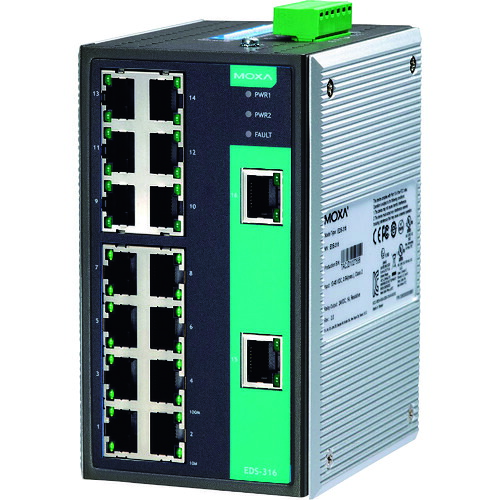 ■MOXA 16ポート(RJ45&times;16) アンマネージド イーサネットスイッチ EDS316(1684966)｜セミプロＤＩＹ店ファースト 62,920円
