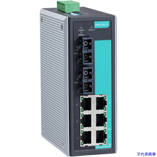 ■MOXA 8ポート(RJ45×6、マルチモードSCコネクタ×2) アンマネージド イーサネットスイッチ EDS308MMSC(1688233)[法人限定][直送元]
