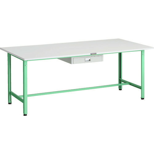 ■TRUSCO 軽荷重作業台(300kg)AE型 1800X900XH740 薄型1段引出し付 ヤンググリーン色 AE1809UDC1YG(1833821)[法人限定][直送元]