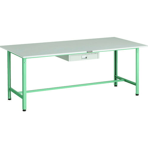 ■TRUSCO 軽荷重作業台(300kg)AE型 1800X900XH740 薄型1段引出し付 ヤンググリーン色 RAE1809UDC1YG(1833835)[法人限定][直送元]