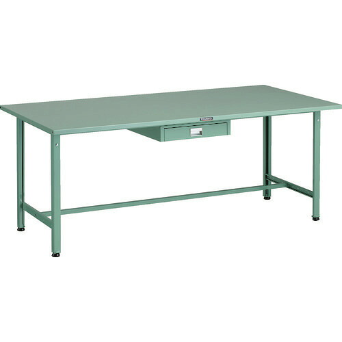 ■TRUSCO 軽荷重作業台(300kg)AE型 1800X900XH740 薄型1段引出し付 グリーン色 SAE1809UDC1(1833842)[法人限定][直送元]