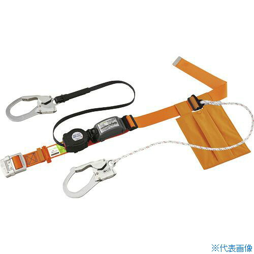 ■タイタン リーロックS2NEOライト ロック装置付巻取器+補助ロープ式胴ベルト イエロー(墜落制止用器具) SLN505WYL(1900043)