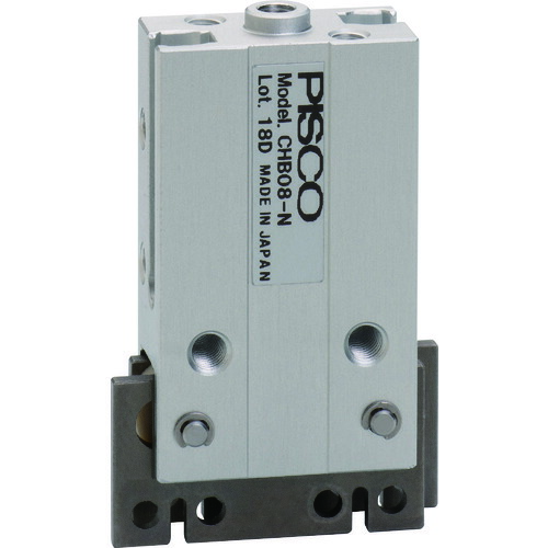 ■PISCO エアチャック 平行チャックマルチタイプ ボディ厚10mm E型止輪付 単動式 CHB08EN(1955004)[送料別途お見積り][法人限定][メーカー取寄]