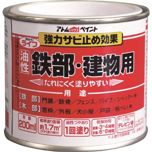 ■アトムペイント 油性鉄部・木部用 ライフ 200ML 黄 0000100107(2024157)×6[送料別途お見積り][法人限定][外直送]
