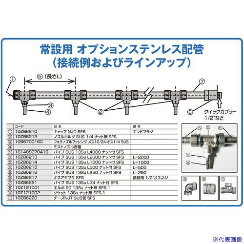 ■スーパー工業 パイプSUS13SuL1000ナット付SFS(ミスト発生機用) 10ZB6214(2052669)[送料別途お見積り][法人限定][外直送]