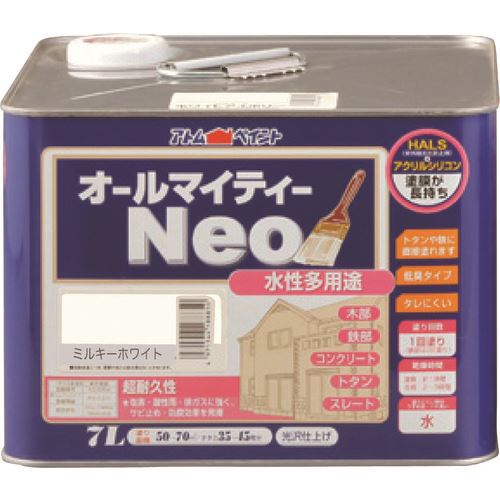 ■アトムペイント 水性オールマイティーネオ 7L ミルキーホワイト 0000118881(2054378)[送料別途お見積り][法人限定][外直送]