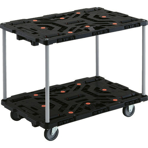 ■TRUSCO 連結式樹脂製2段台車 ビートル 900X600 自在3輪 ハンドルなし BT920J3E100(2063384)