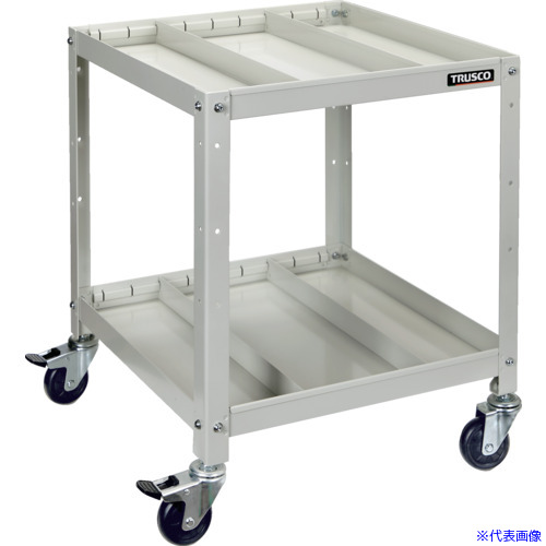 ■TRUSCO ツールワゴン ラビットワゴン 500X500 仕切2段付 ゴム車輪 ホワイト RBW652S2W(2064274)
