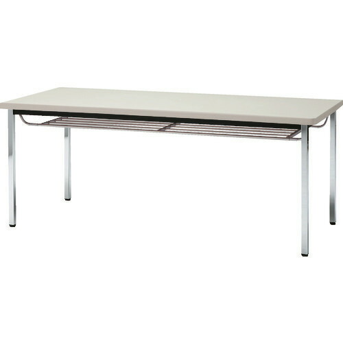 ■TRUSCO 会議用テーブル 1500X900XH700 下棚付 丸脚 ニューグレー TDST1590NG(2082313)[法人限定][直送元]