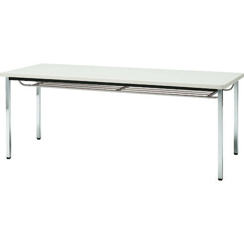 ■TRUSCO 会議用テーブル 1800X450XH700 下棚付 丸脚 ホワイト TDST1845W(2082316)[法人限定][直送元]
