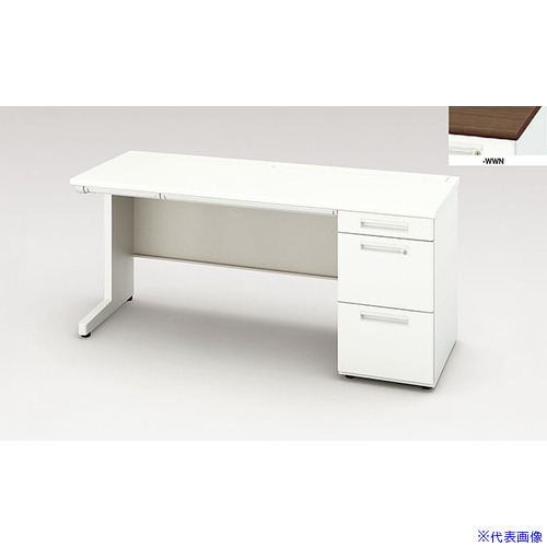 ■NAIKI 片袖デスク XEHH型/天板:ダークウォールナット 本体:クリアーホワイト/W1600&times;D600&times;H720 XEHH166GWWN(2091264)[送料別途お見積り][法人限定][外直送]｜セミプロＤＩＹ店ファースト