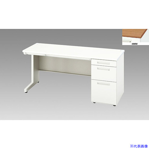 ■NAIKI 片袖デスク XEHH型/天板:ミディアムウォールナット 本体:クリアーホワイト/W1600×D600×H720 XEHH166BWMW(2091553)[送料別途お見積り][法人限定][外直送]