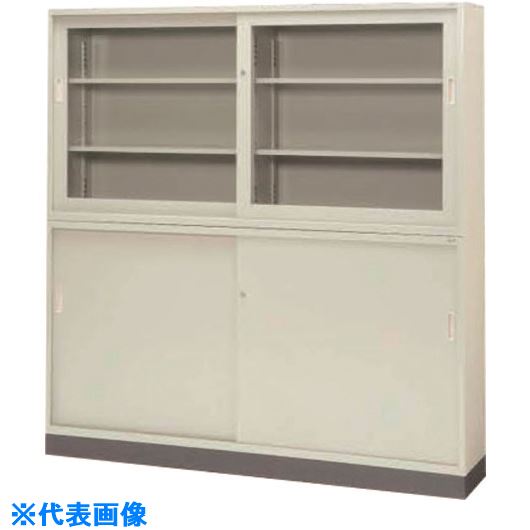 ■PLUS 18475)KR 引違い書庫(ガラス戸) SG&minus;653R LGY SG653RLGY(2106222)[送料別途お見積り][法人限定][外直送]｜セミプロＤＩＹ店ファースト