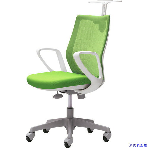 ■OKAMURA CG-M 固定肘 背メッシュ ハンガー有 ホワイトボディ ゴムキャスター ライムグリーン CG22XRFZK5(2166899)[送料別途お見積り][法人限定][外直送]