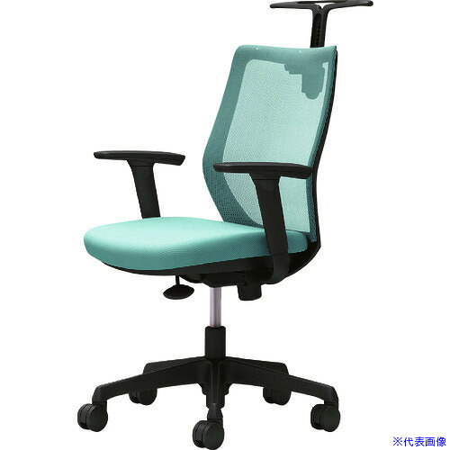 ■OKAMURA CG-M 可動肘 背メッシュ ハンガー有 ブラックボディ ナイロンキャスター セージ CG92ZRFZK6(2166999)[送料別途お見積り][法人限定][外直送]