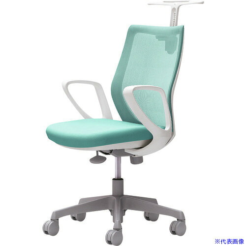 ■OKAMURA CG&minus;M 固定肘 背メッシュ ハンガー有 ホワイトボディ ナイロンキャスター セージ CG22WRFZK6(2168477)[送料別途お見積り][法人限定][外直送]｜セミプロＤＩＹ店ファースト