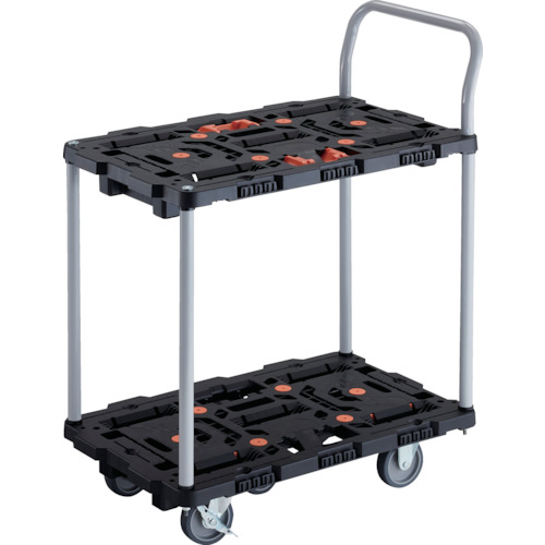 ■TRUSCO 連結式樹脂製2段台車 ビートル 700X450 自在3輪 内2輪ストッパー付 とめたろう ハンドル付 BT724J3S2E100T(2360481)|セミプロDIY店ファースト
