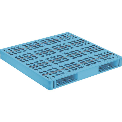 ■サンコー 樹脂パレット(両面二方差し) プラスチックパレット 816950 R2－1313－2 ライトブルー 間口1300×奥行1300×高さ140mm 81695001BL510(2492770)[送料別途お見積り][法人限定][直送]