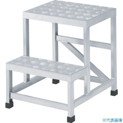■TRUSCO アルミ製溶接一体構造型作業台 二段縞板タイプ(完成品) W500×D600×H500 WTDBC25650(2562608)