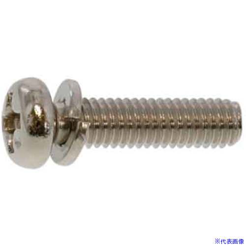 ■SUNCO 組込みねじ ピタック(+)ナベP＝2(黄銅・ニッケル) M3×12(3000本入) 1001P0020030012005(2597496)[送料別途お見積り][法人限定][掲外取寄]
