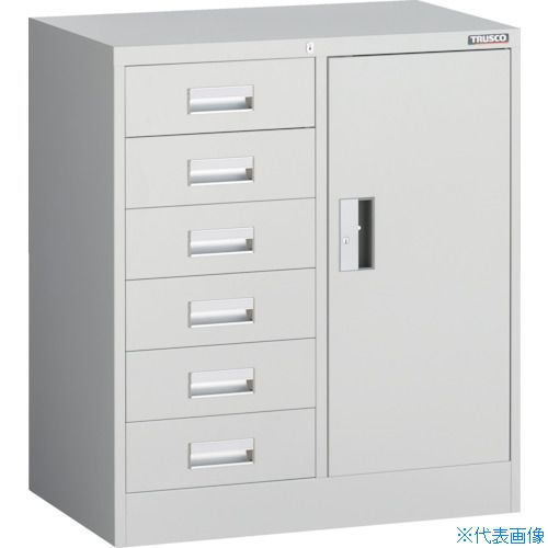 ■TRUSCO VR型キャビネット コンビ 767X500XH880 6段 ホワイト色 VRCB6AW(2638987)[法人限定][直送元]｜セミプロＤＩＹ店ファースト
