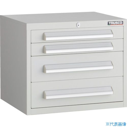 ■TRUSCO WLVR型キャビネット 500X412XH420 引出4段 ホワイト色 WLVR422W(2638997)