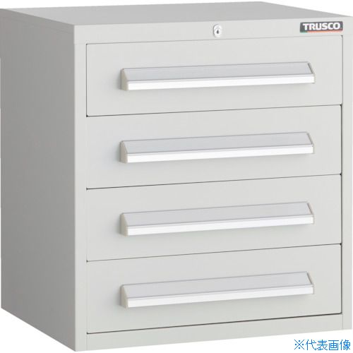 ■TRUSCO WLVR型キャビネット 500X412XH540 引出4段 ホワイト色 WLVR542W(2638998)