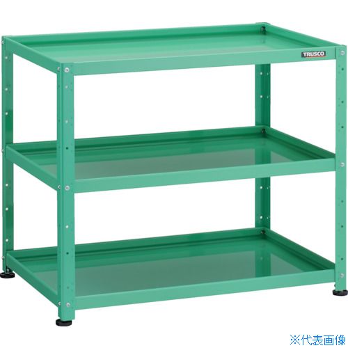 ■TRUSCO 小型ボルト式棚 バーディワゴンラック型 900X600 3段 ヤンググリーン BDWR993YG(2721014)