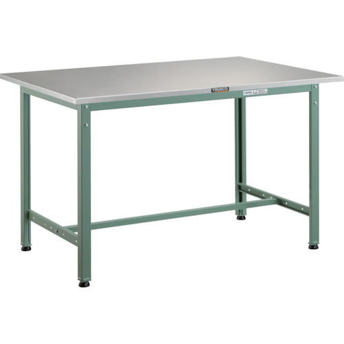 ■TRUSCO 軽荷重作業台(300kg)AE型 1200X600XH740 ステンレス張り グリーン色 AE1260SUS(2849933)[法人限定][直送元]