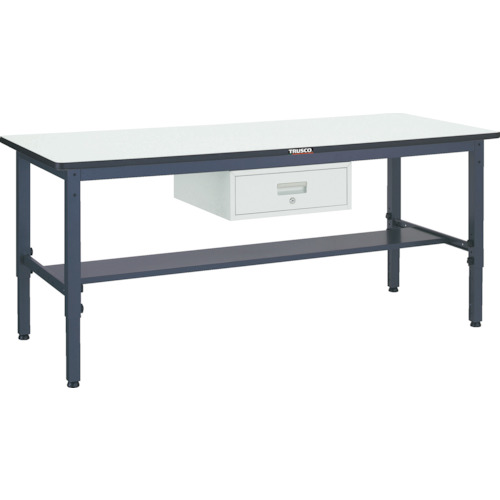 ■TRUSCO 軽荷重作業台高さ調節式(250kg)AWM型 900X600XH700～910 1段引出付 ダークグレー色 AWMS0960F1(3015793)[法人限定][直送元]