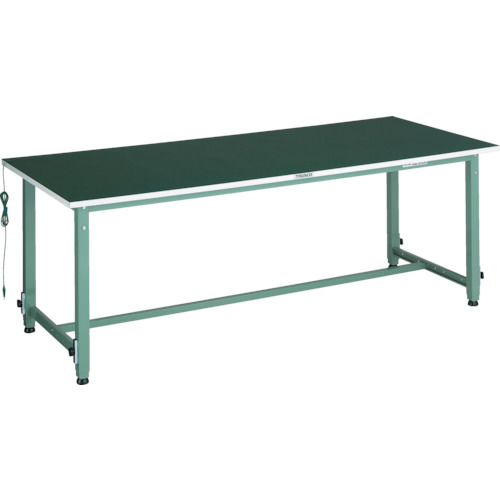 ■TRUSCO 軽荷重作業台高さ調節式(150kg)AEM型 1800X750XH652～952 帯電防止マット張り グリーン色 AEM1800D(3031721)[法人限定][直送元]｜セミプロＤＩＹ店ファースト