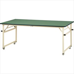 ■ヤマテック 折りたたみ作業台 ワークテーブル 折りタタミタイプ移動式 塩ビシート天板 W1800×D900×H740mm グリーン/ヤマテックアイボリー色 STRC1890NGI(3242115)[法人限定][外直送元]